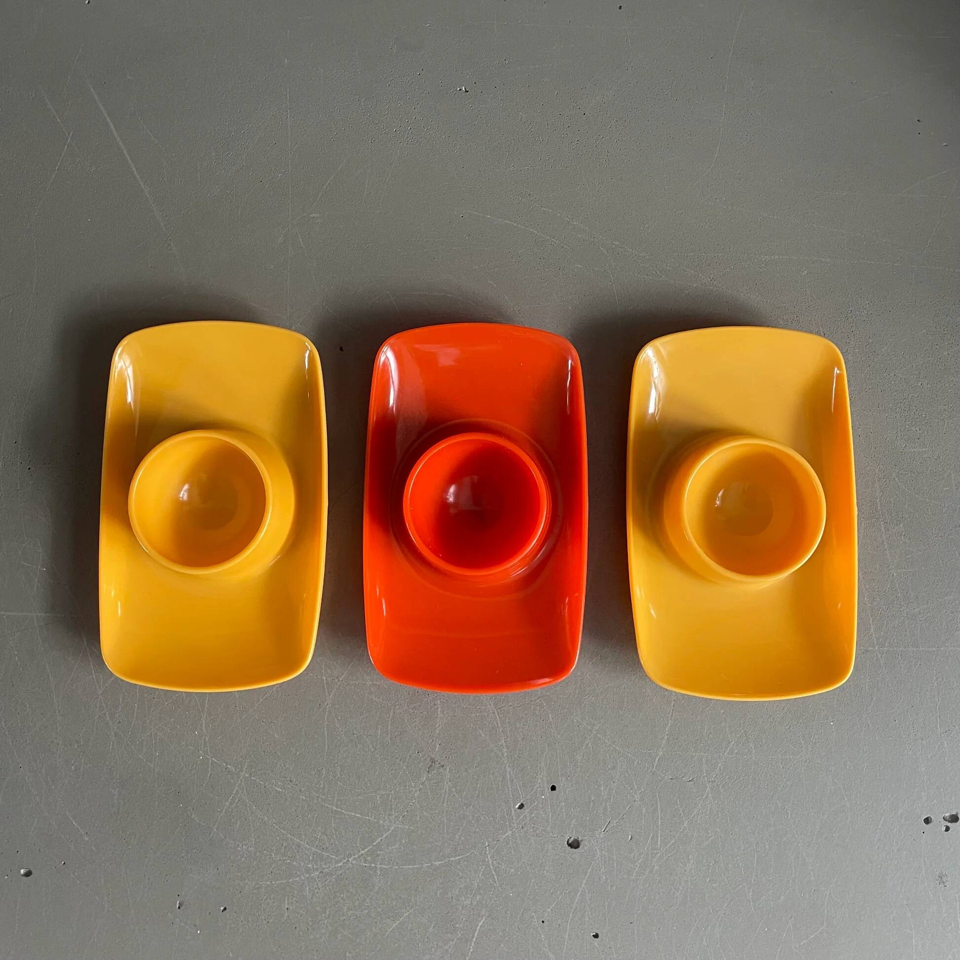 Set of 9 vintage plastic egg cups
