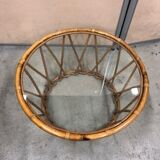 Vintage rattan coffee table year 70