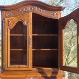 3-in-1 furniture: chest of drawers, secretary, and display cabinet, in walnut.