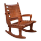 Armchair by Angel Pazmino in wood and red leather 1960's