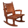 Armchair by Angel Pazmino in wood and red leather 1960's