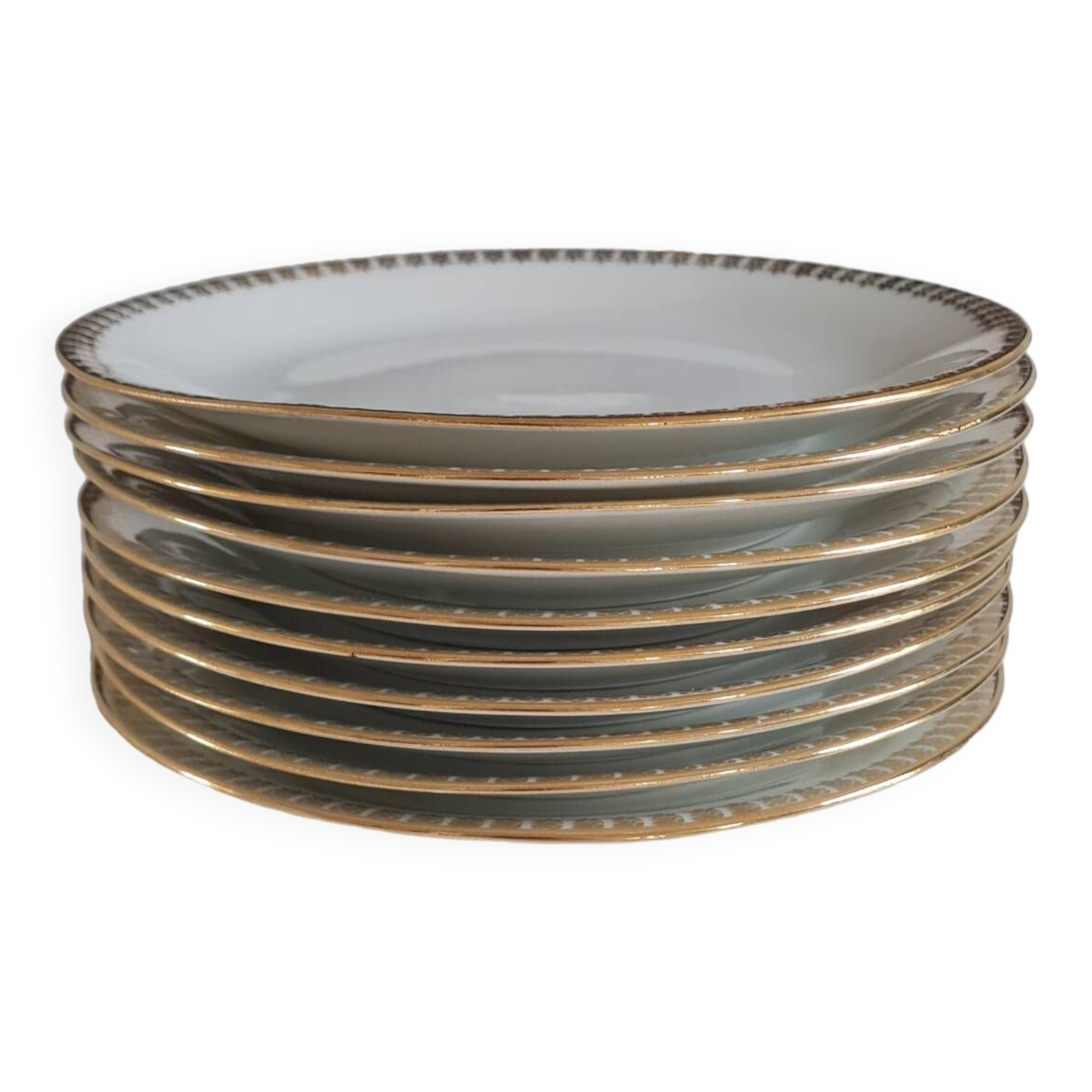 Set of 10 porcelain dessert plates