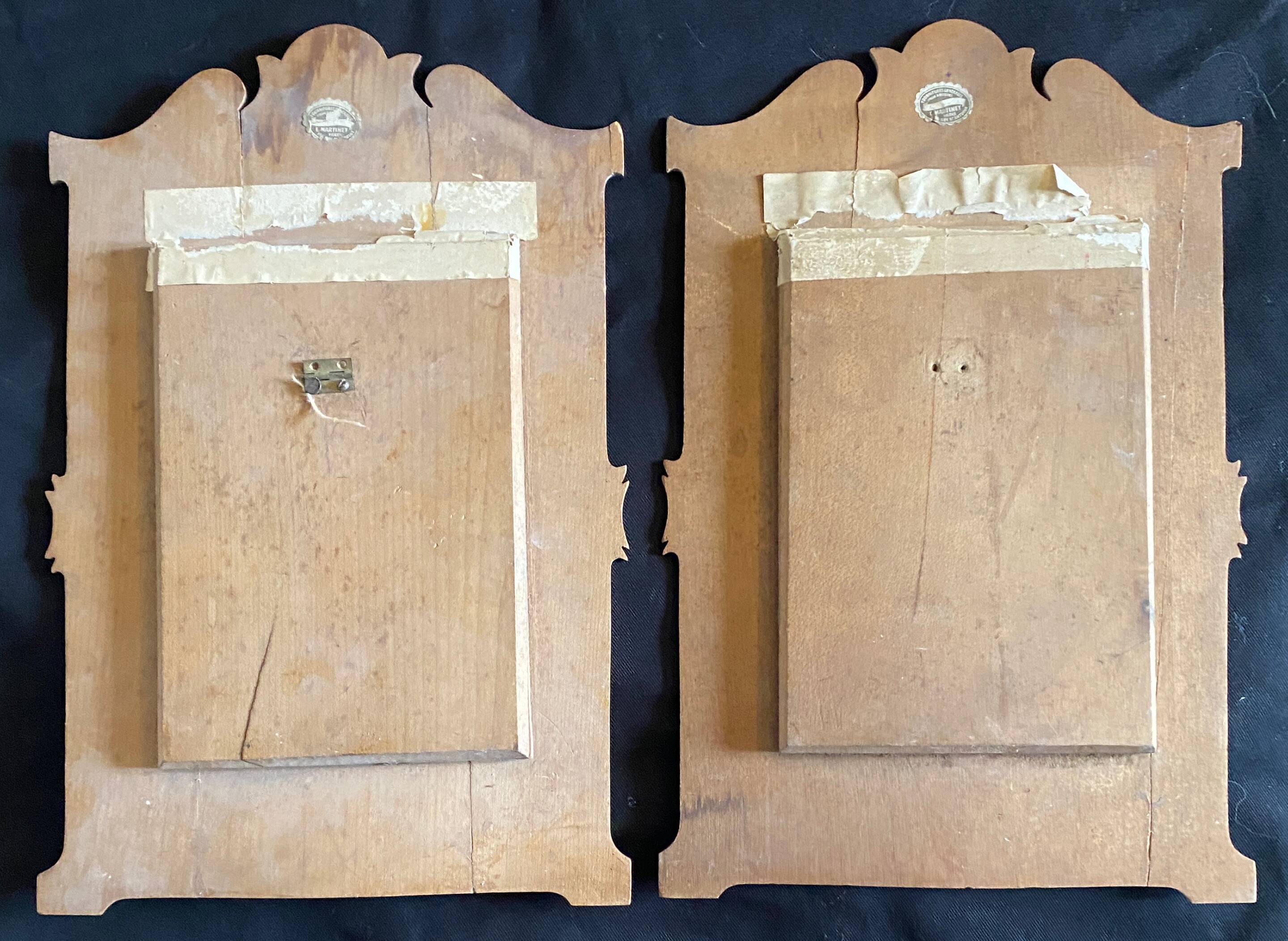 Pair of frames art nouveau circa 1900 dragonfly and flowers for restoration