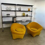 Large tubular bookcase shelves design from the 80s metal and wood vintage bauhaus style