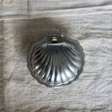 Vintage butter dish in the shape of a shell, silver-plated metal