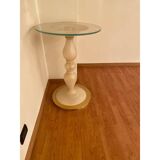 1990s Italian Venetian White and Gold Murano Glass Style Coffee Table