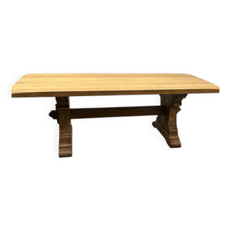 Grande table à manger de monastère en chêne blond français, années 1940.