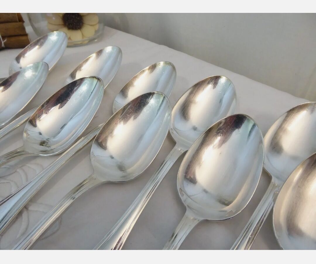 Alfenide Christofle 12 table covers 24p silver metal Model Pompadour