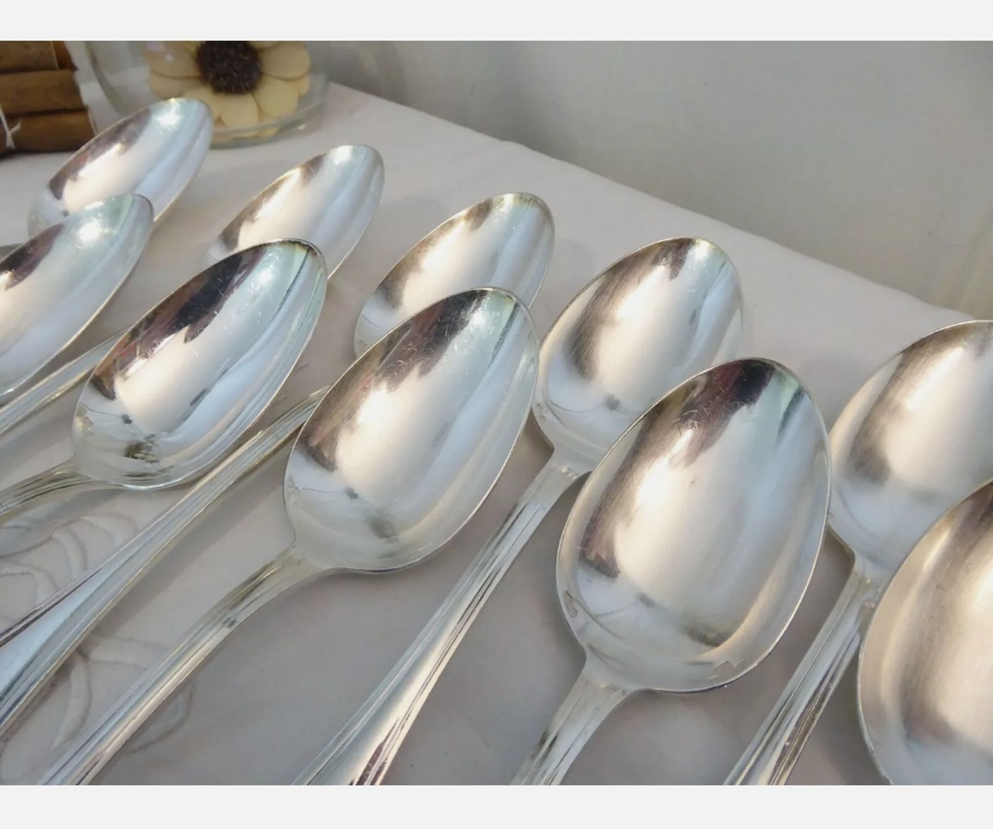 12 couverts de table 24p en métal argenté Alfenide Christofle Modèle Pompadour