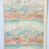 Old engraving 1898, Water temperatures, map • Lithograph, Original plate