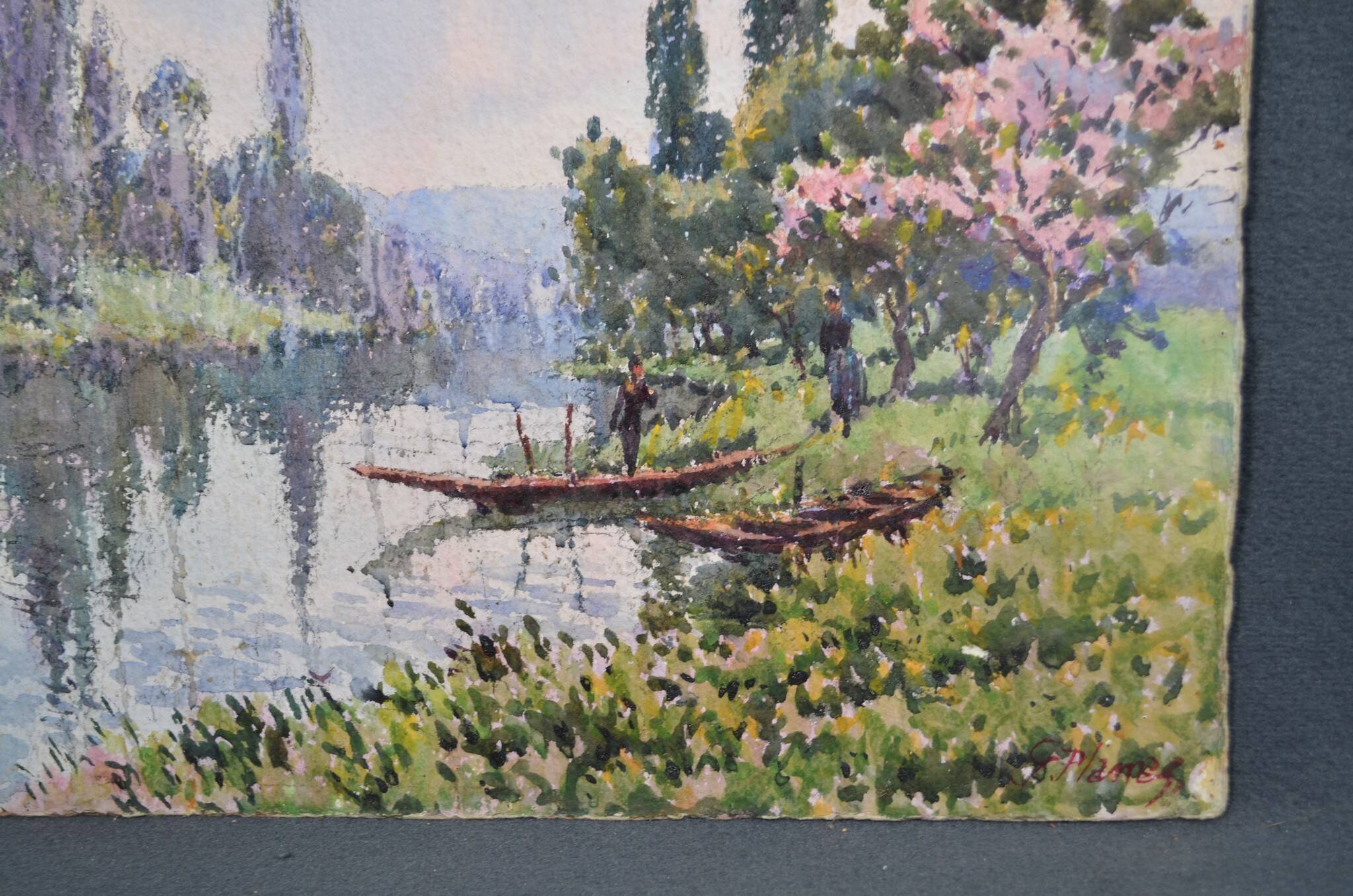 Georges Planes (1897-1977) Valley Landscape, Riverbank (double-sided)