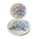 Set of 5 plates Terre de Fer "Spring Service" XIXth