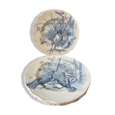 Set of 5 plates Terre de Fer "Spring Service" XIXth
