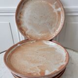 Lot de 6 assiettes plates en grès vernissé vintage années 70