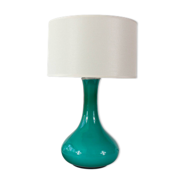 Vintage 1960s Portuguese Turquoise Opaline Glass Table Lamp