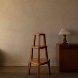 Tables gigognes en chêne massif des années 1970, ensemble de 3 · Plateaux triangulaires organiques