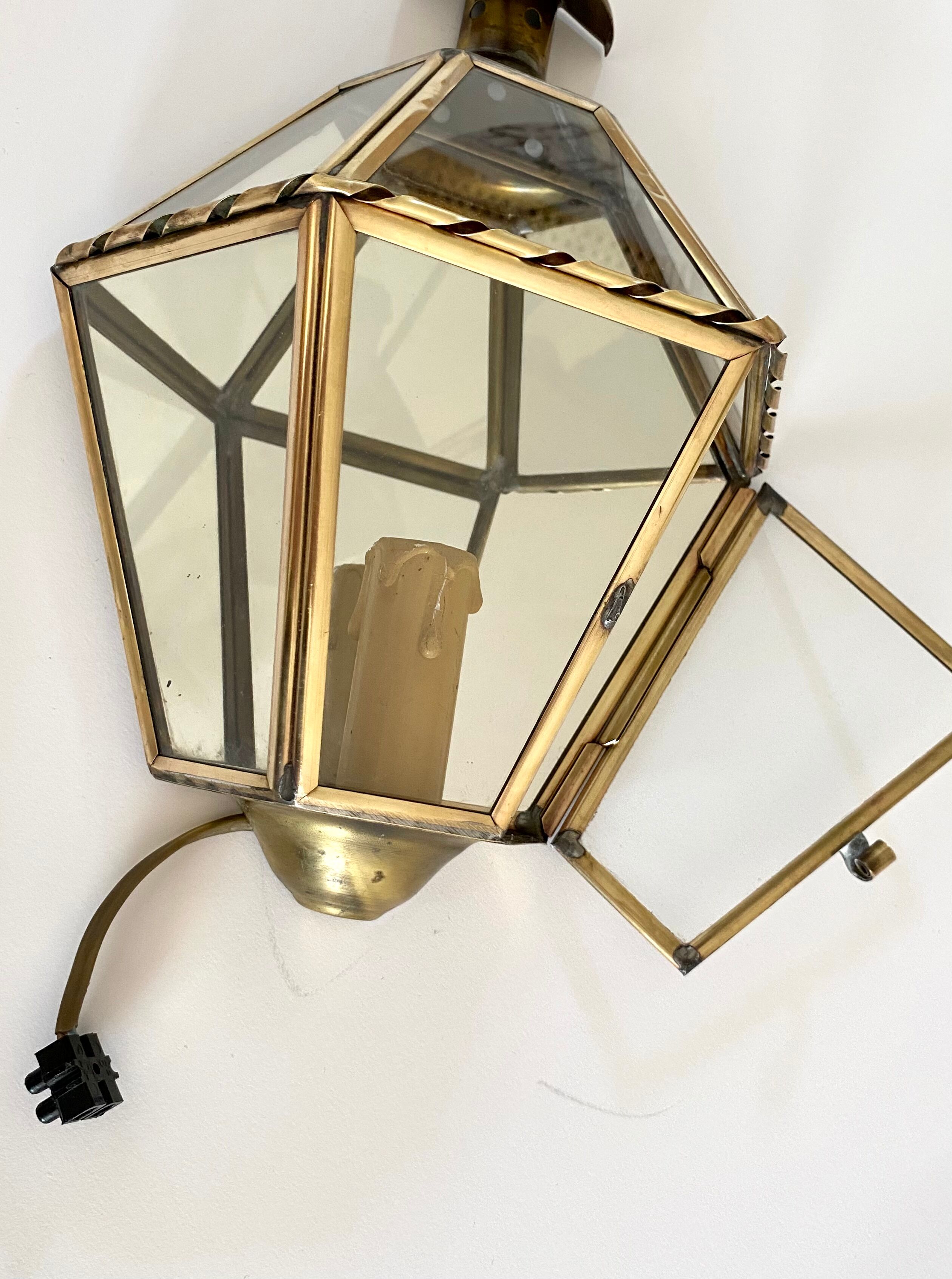 Mirror wall lamp, brass 50s