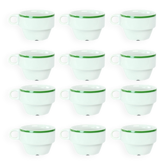 Lot de 12 tasses en porcelaine blanche de Lubiana, Pologne années 1960