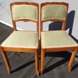 Pair of chairs Art Deco apple green fabric