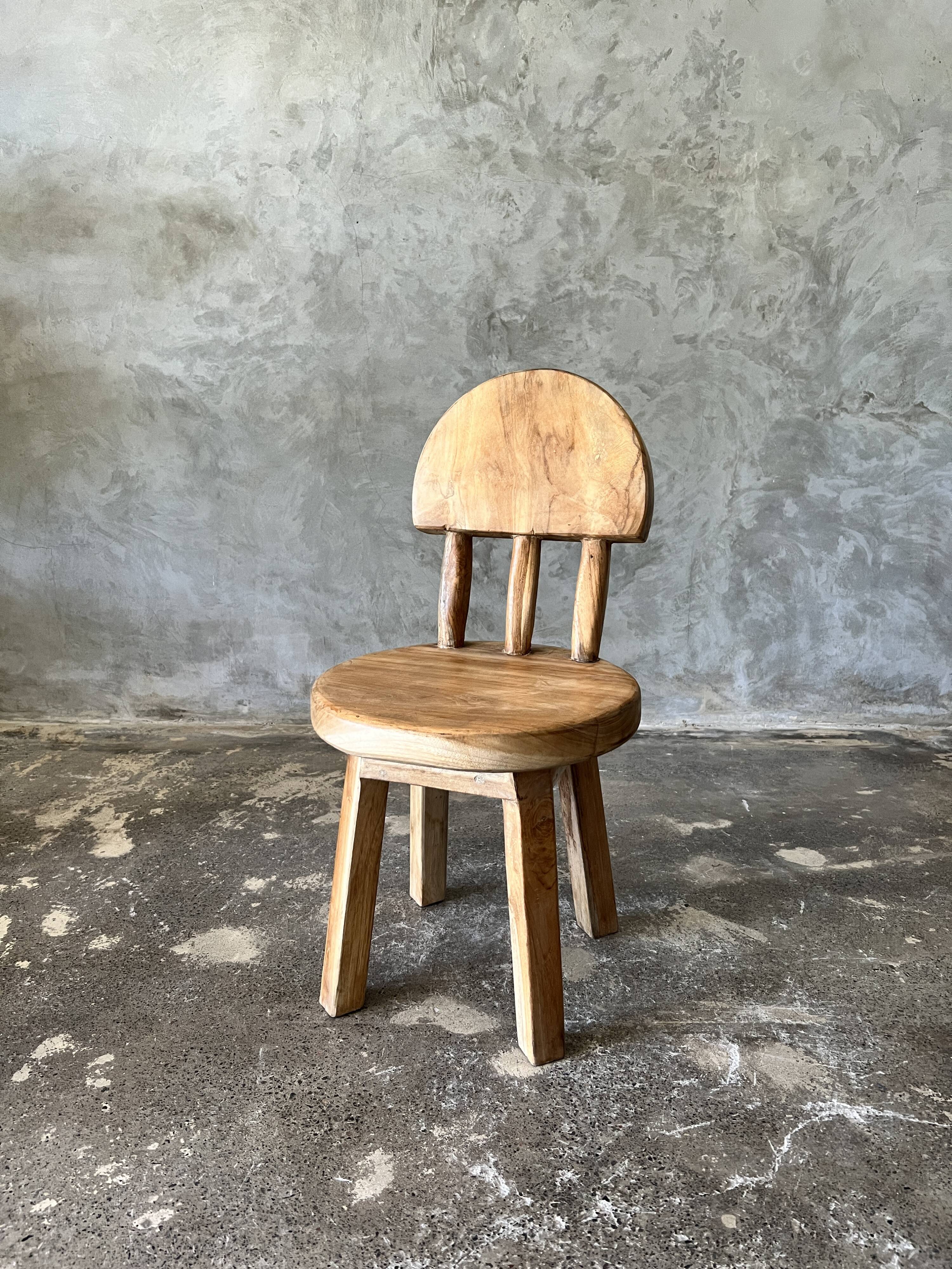 Small child's chair in natural blond teak back with three bars