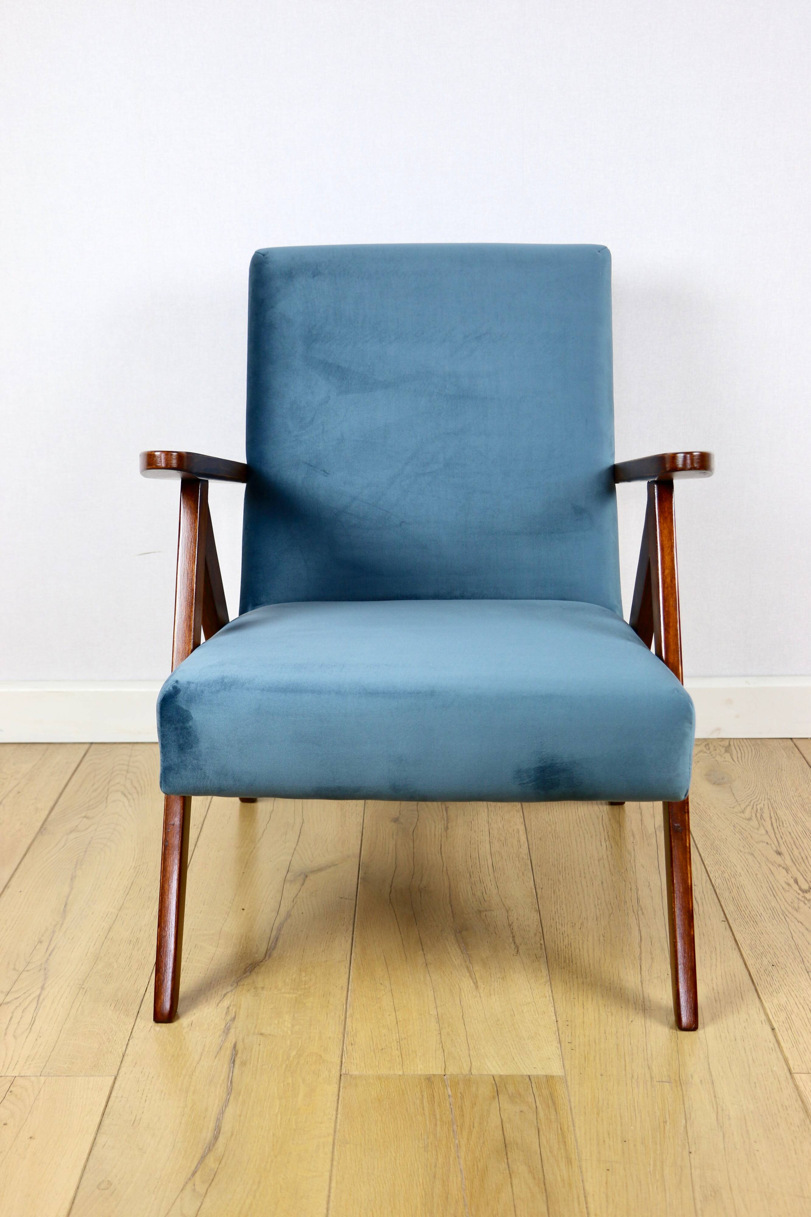 Fauteuil B-310 VAR en velours bleu mer - 2 pièces disponibles