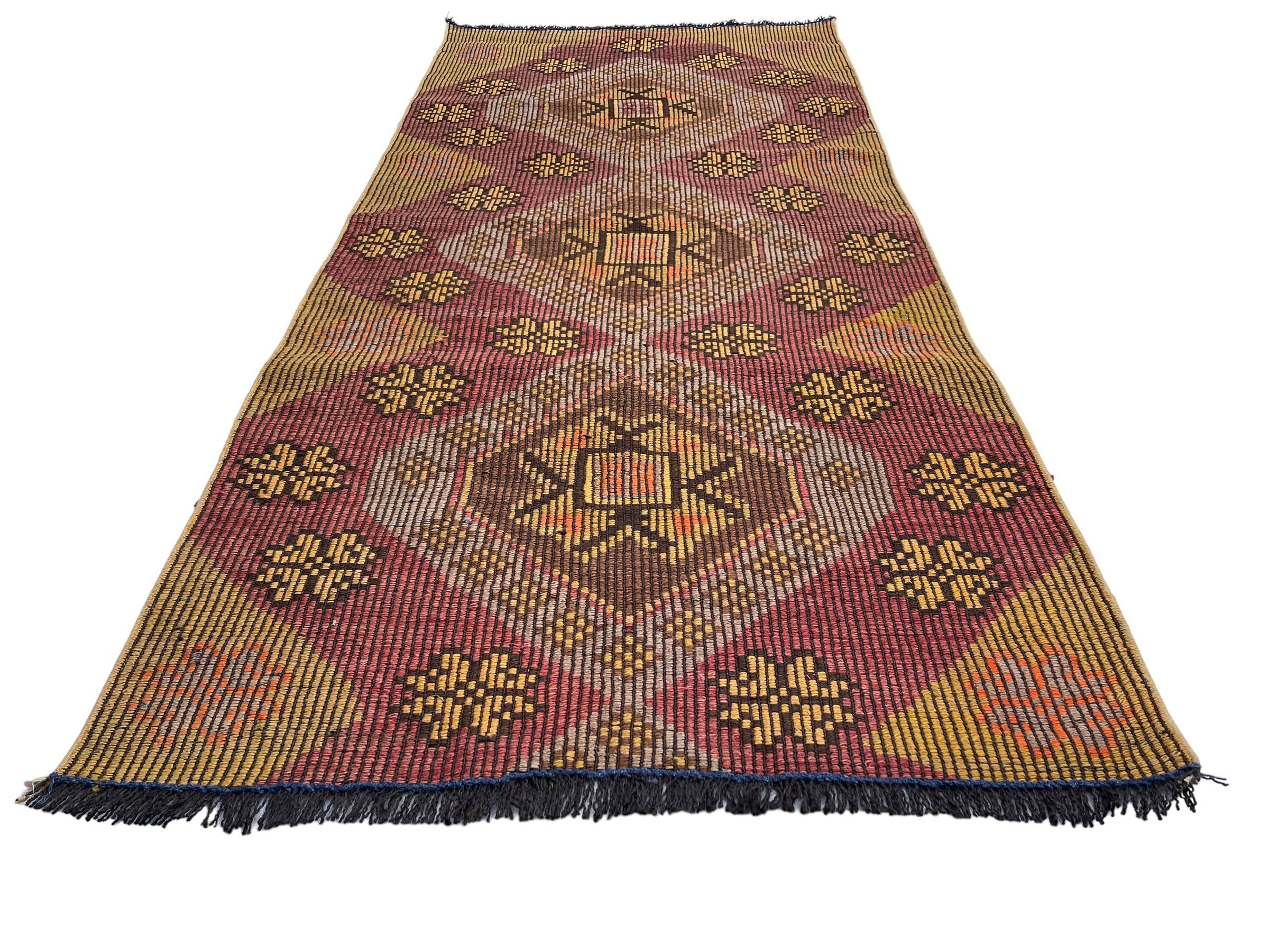 Vintage Turkish Kilim Rug , 226 x 100 cm