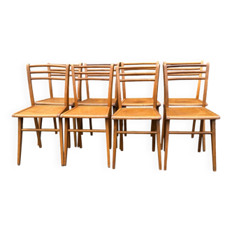 Set of 8 vintage 1960s bistro chairs