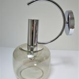 Sconce chrome and smoked glass vintage design 70s