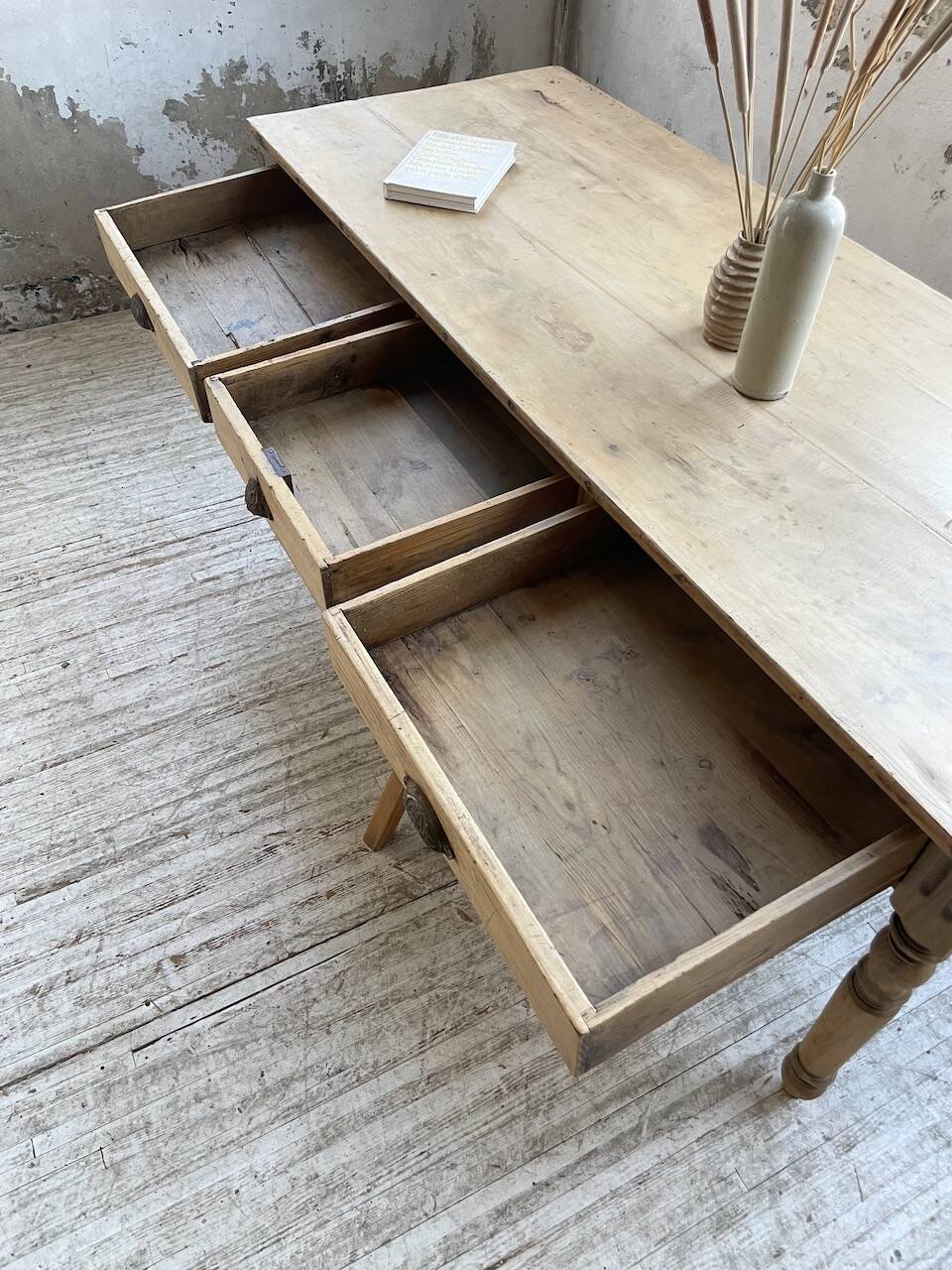 2m walnut drapery farmhouse table