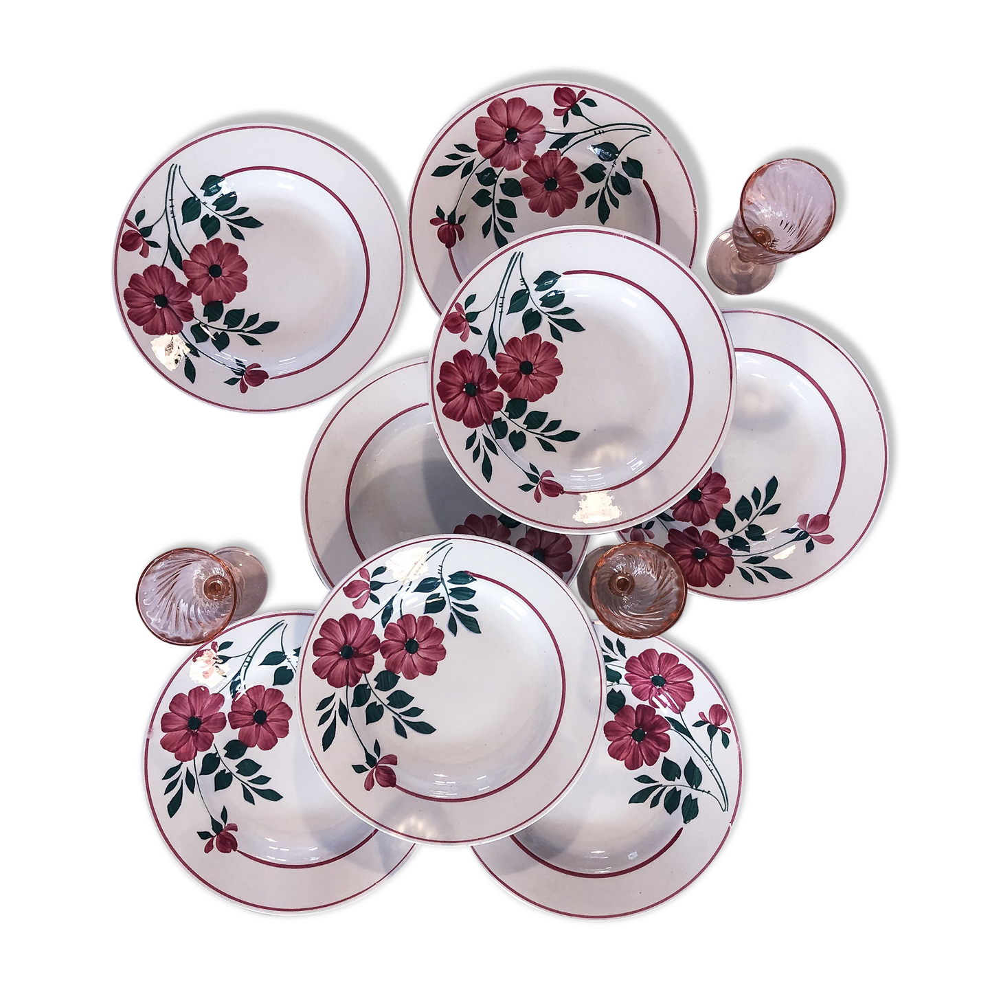set of 8 hollow plates Primerose Ceranord