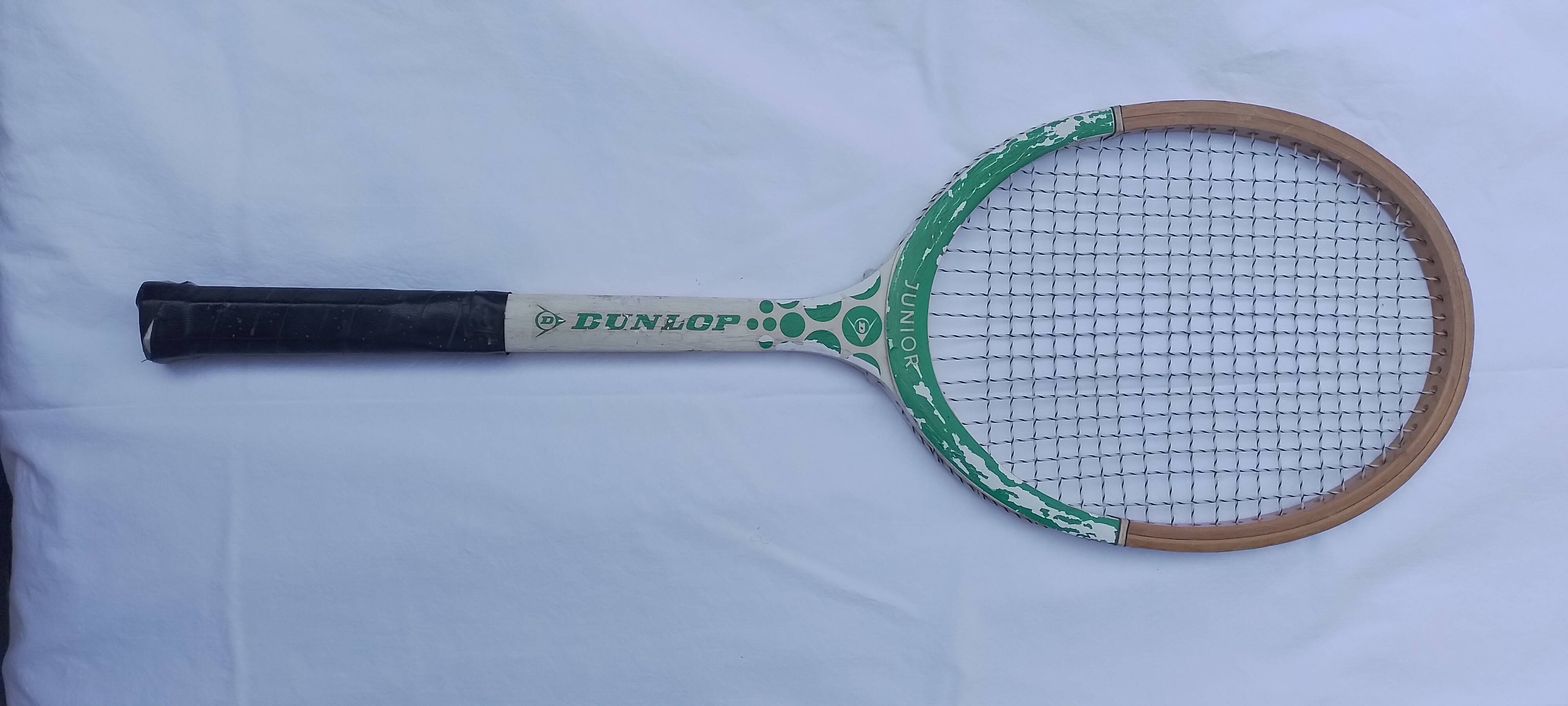 2 vintage Adidas and Dunlop 70' wooden tennis rackets