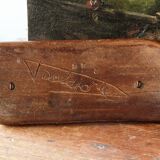 Pair of Art Deco carved wood candlesticks, signed Delaporte