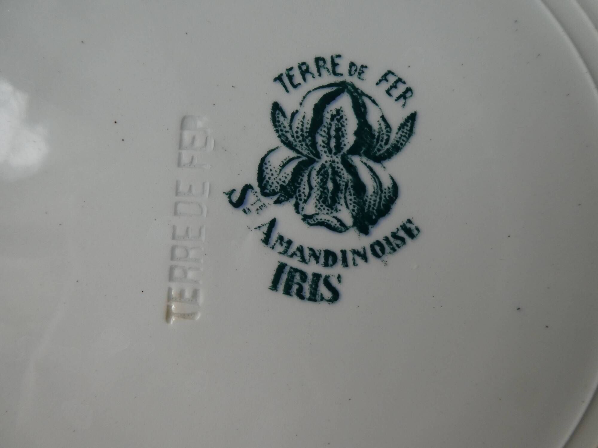 Lot of 6 flat plates Saint Amand Amand in Amandinoise, décor Iris, 1900