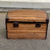 19th-century vintage wooden mallet with steel reinforcement.