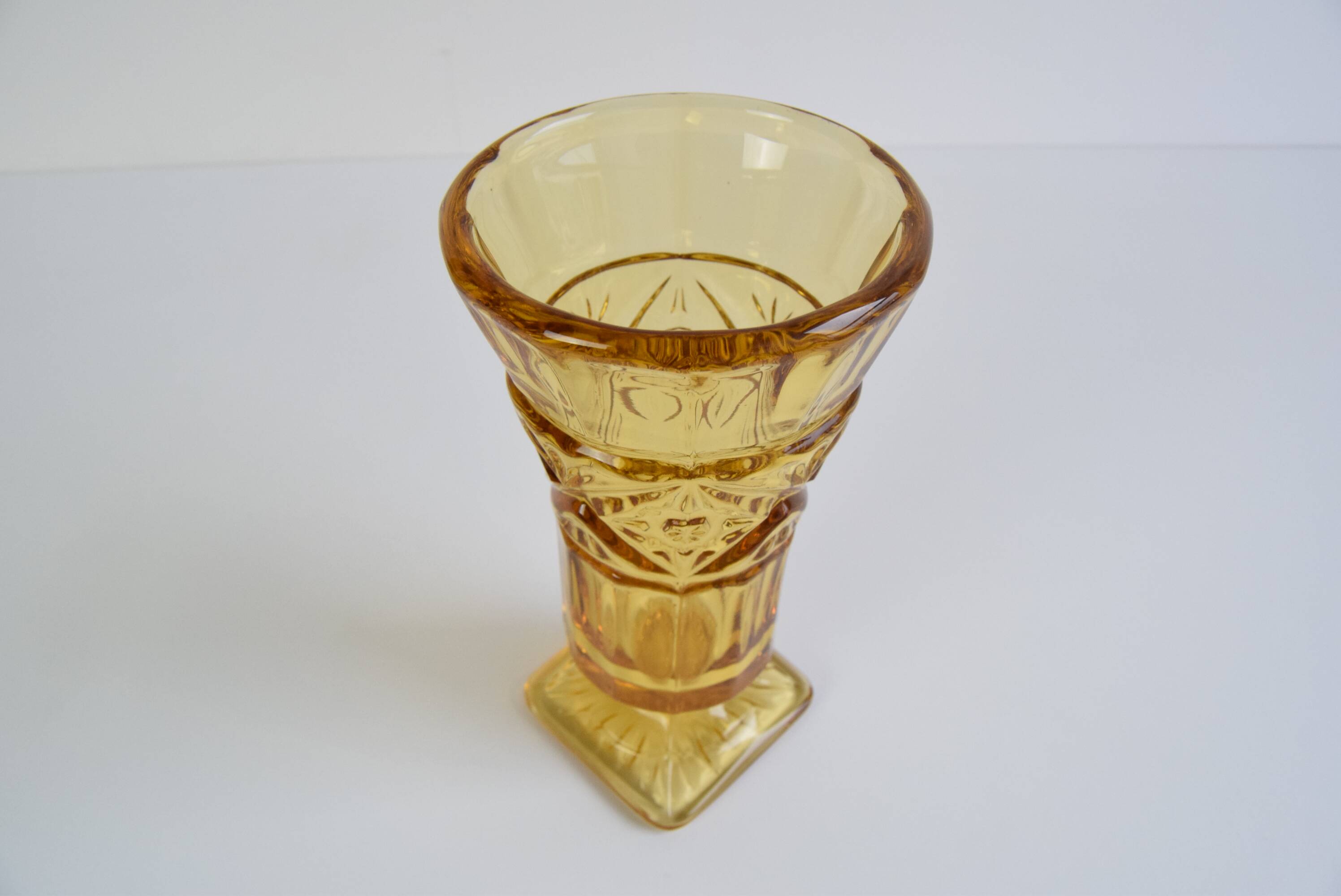Art Deco Amber Glass Vase, 1940's.