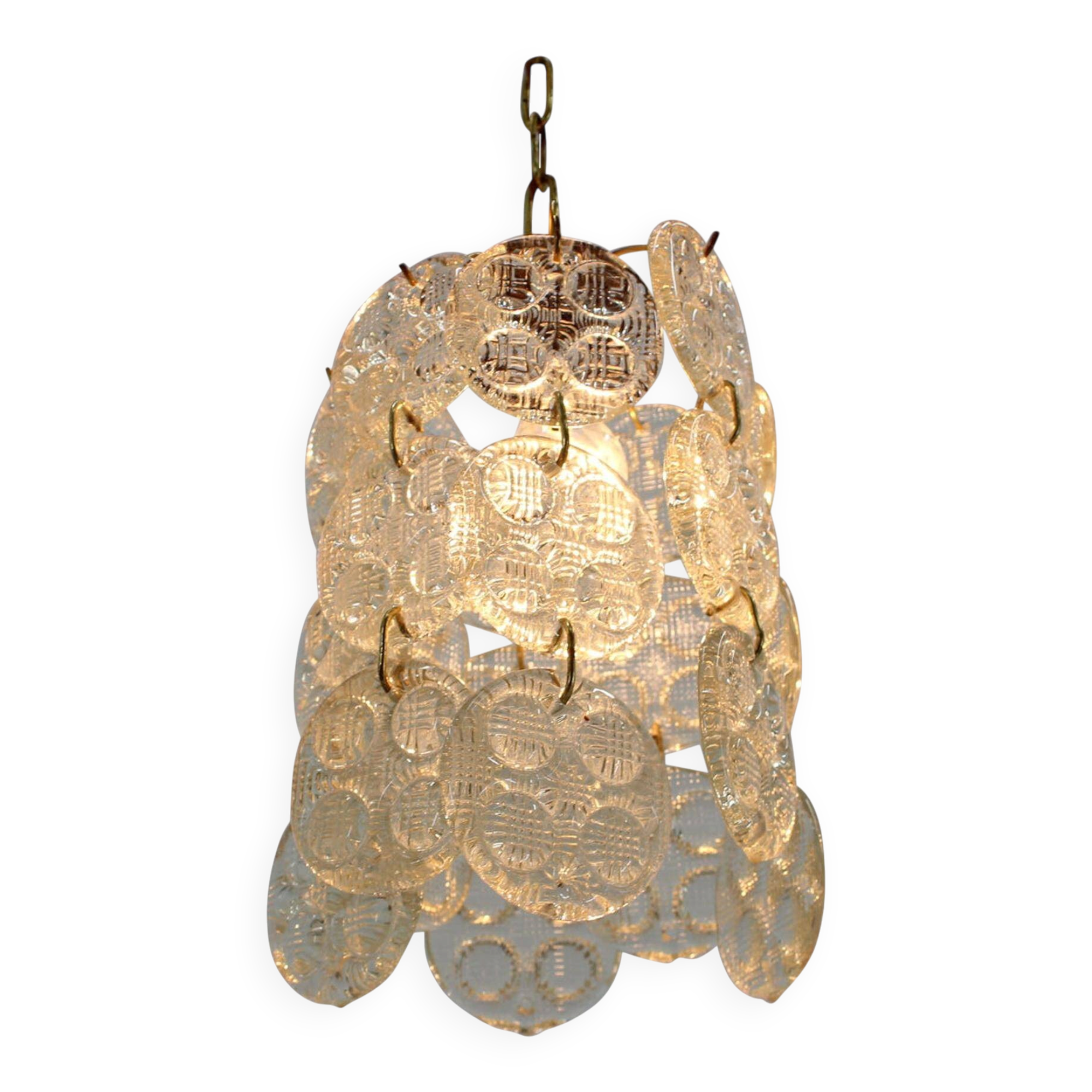 Design Brass and Glass Pendant / Chandelier by Zelezny Brod, 1970s