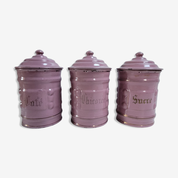 Trio pots émaillés rose
