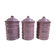 Trio pink enamelled pots