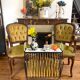 Cabriolets or Bergère armchairs Louis XV style in light green upholstered velvet