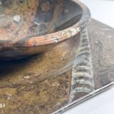 Ammonite Fossil Marble Placemat Bowl and Plate
