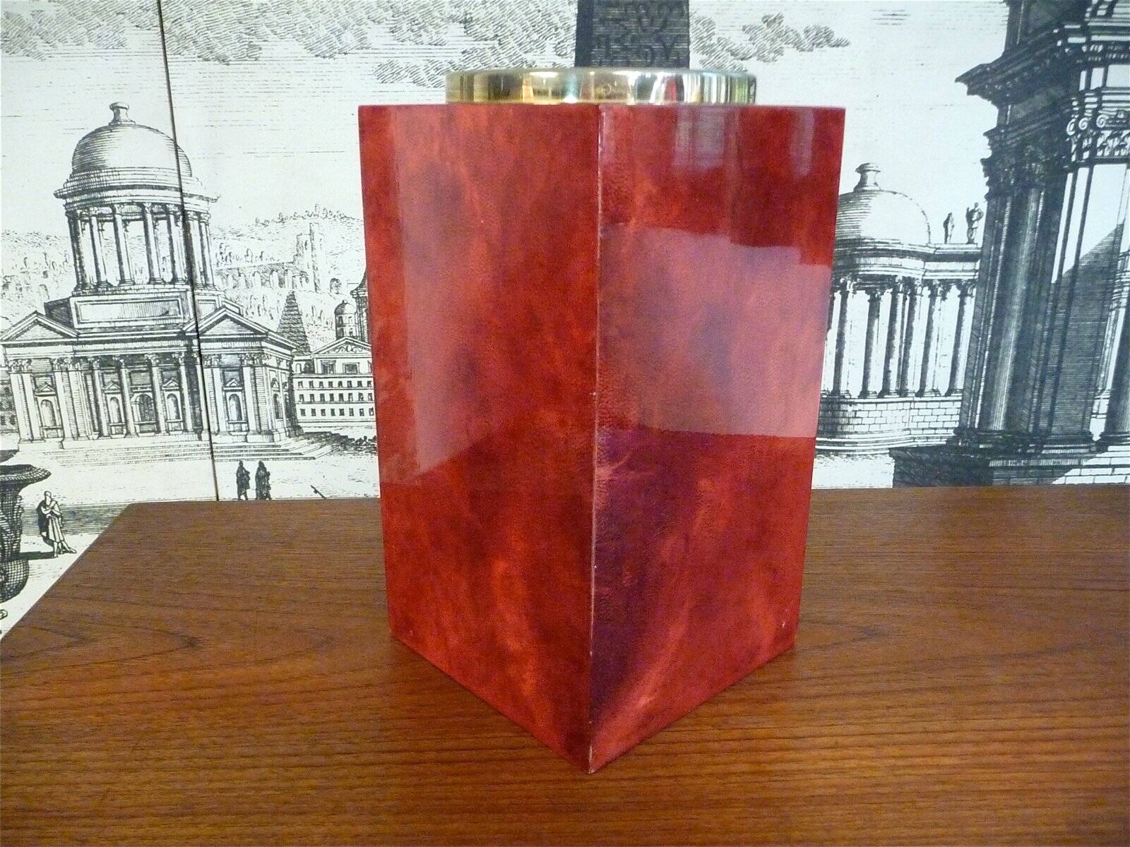 Ice Bucket or bottle cooler with brass details by Aldo Tura, Italy 1960s