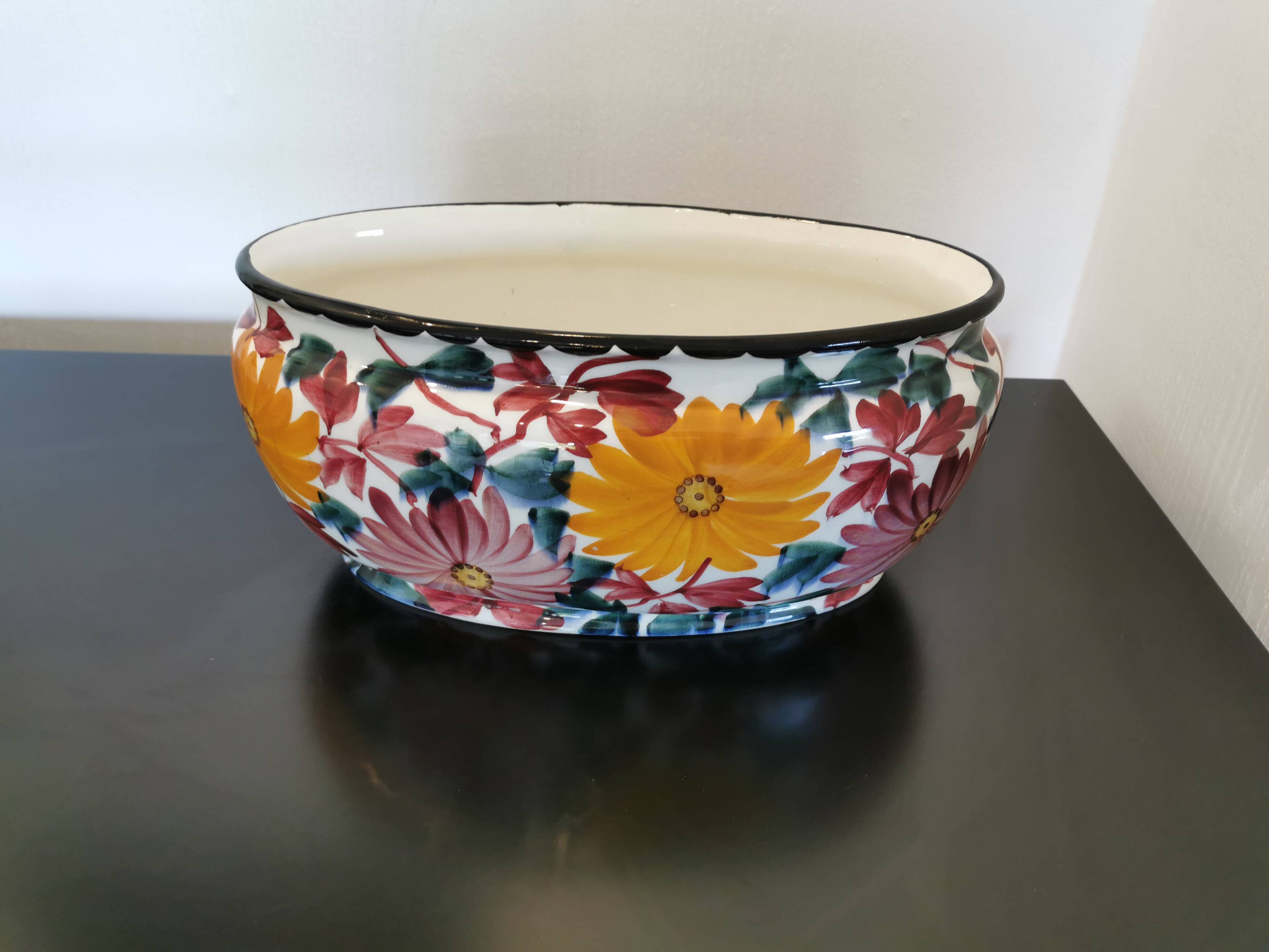 Vintage flowery ceramic from Schramberg, Jar, Planter, Cache Pot.