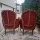 Lot 2 fauteuil voltaire médaillon bergère rouge bois sculpture