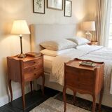 Pair of Louis XV style bedside tables in cherry wood.