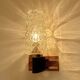 Pair Vintage Danish Bubble Blass Wood sconces