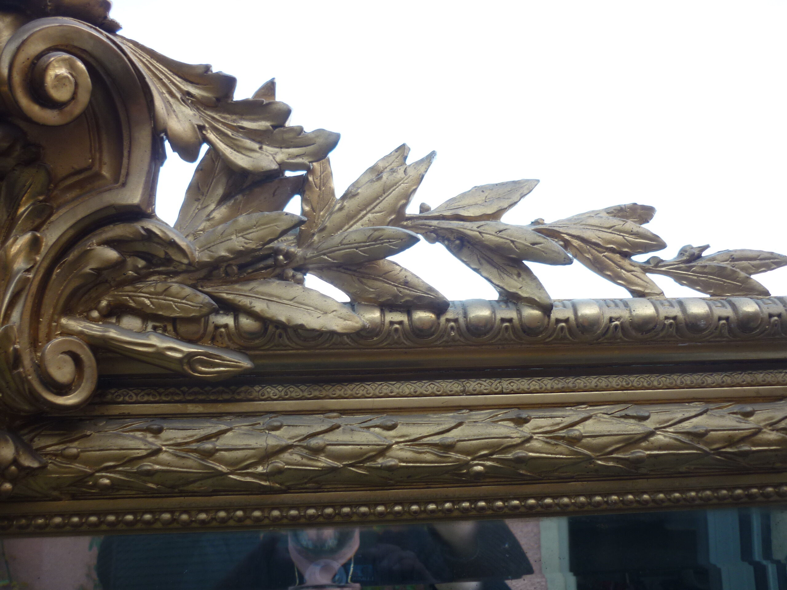 large 19th century mirror in gilded wood with gold leaf 140x195cm