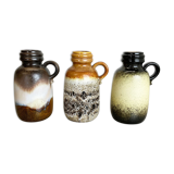 Set of Three 1970s Pottery Fat Lava "413-20" Vases Made by Scheurich, Germany