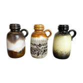 Ensemble de trois vases en poterie de lave grasse des années 1970 « 413-20 » fabriqués par Scheurich, Allemagne