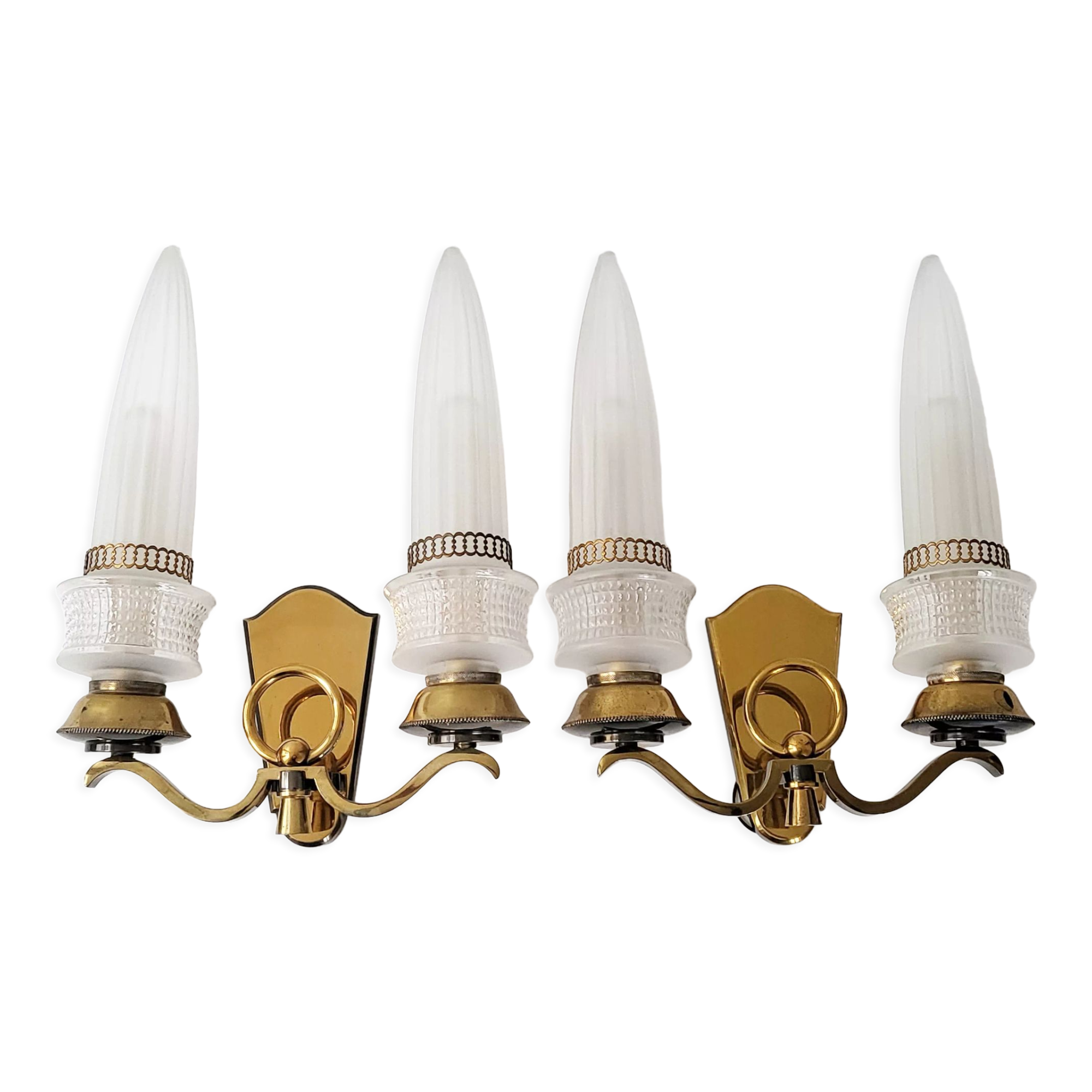 Pair of vintage bronze wall lamps house Libéros 1950