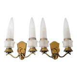 Pair of vintage bronze wall lamps house Libéros 1950